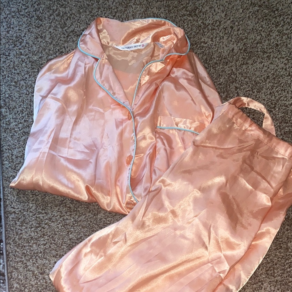 Victoria's Secret Orange Satin Pajama Set
